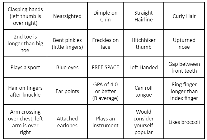 bingo card