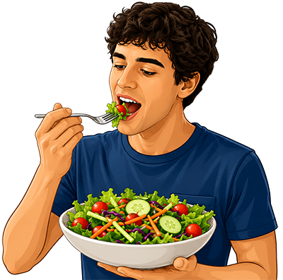 boy eating salad