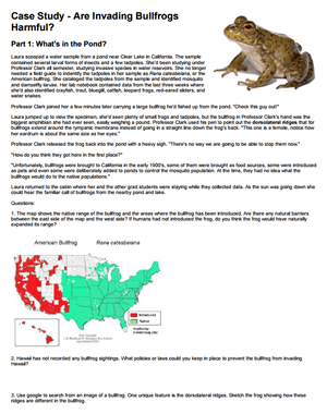 case study invading bullfrogs answer key