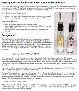 Investigation: Cellular Respiration
