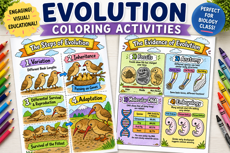 Evolution Coloring Sheets