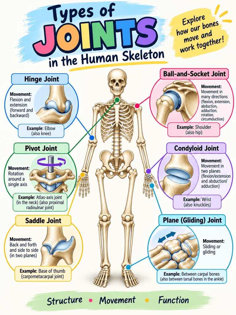 worksheet on the joints of the human body