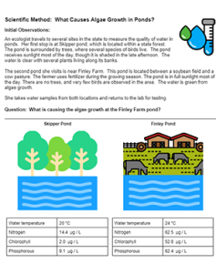 algae growth worksheet