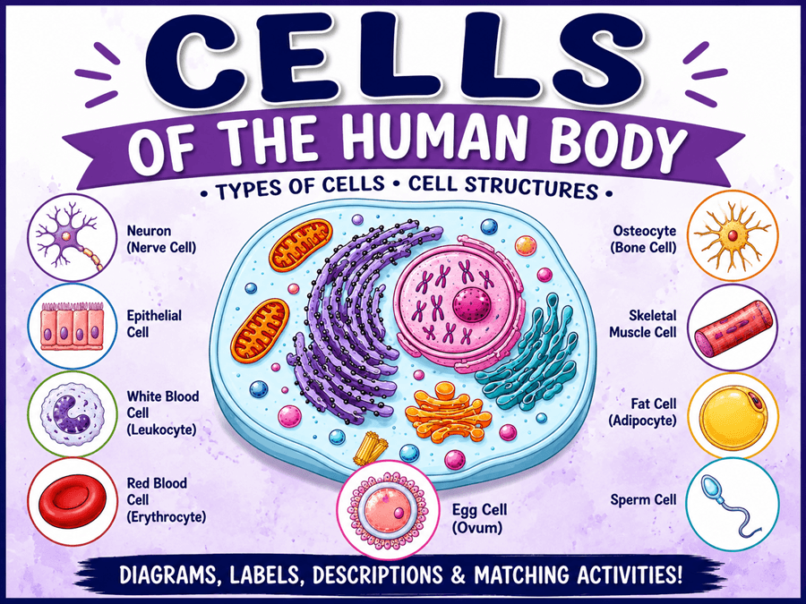 Types of Cells Coloring and Matching Activity